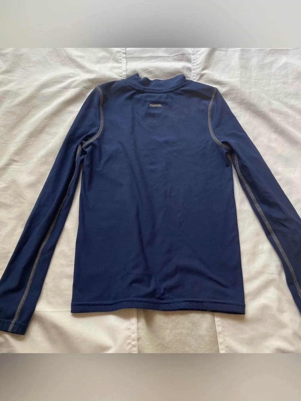 Starter Youth XS Compression Shirt Navy Blue Mock Neck Athletic Performance Long